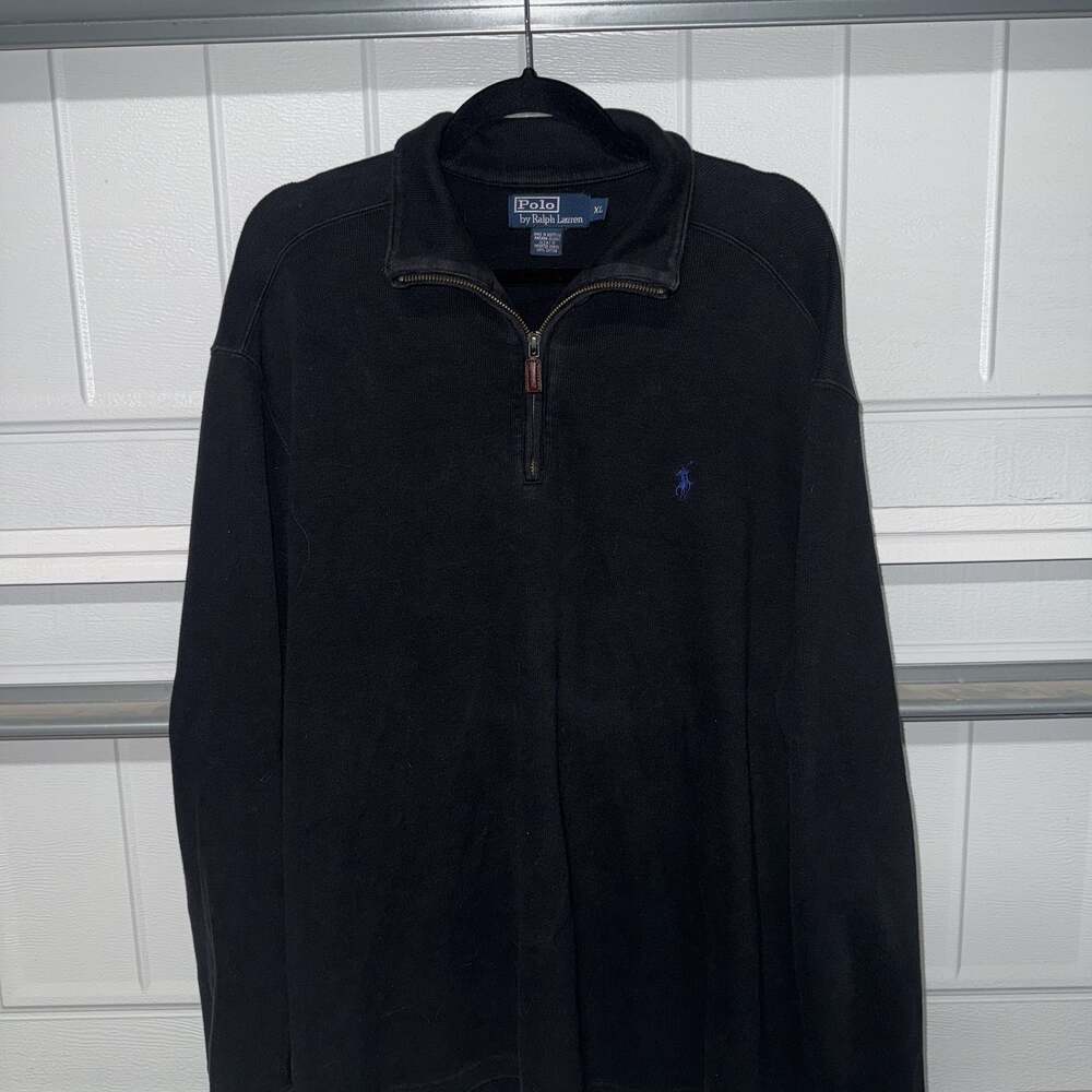 Vintage Polo Ralph Lauren Black Quarter Zip Pullover Sweater (XL)